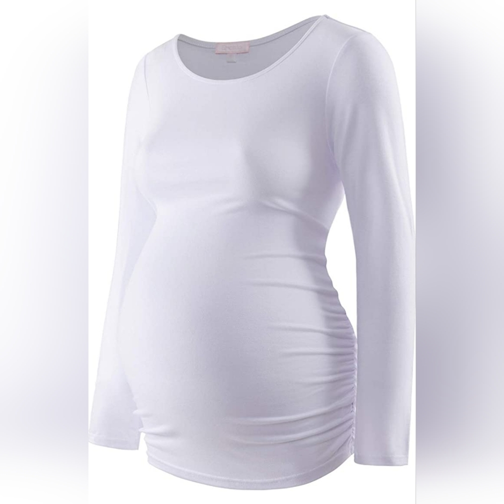 Long sleeve white maternity top